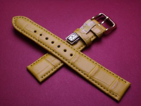 Louisiana Krokodil-Leder-Armband, 18mm im Verlauf auf 16mm, Farbe: gelb 
