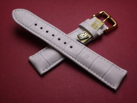 Louisiana Krokodil-Leder-Armband, 20mm im Verlauf auf 18mm, signiert: Graf, Farbe: weiß 