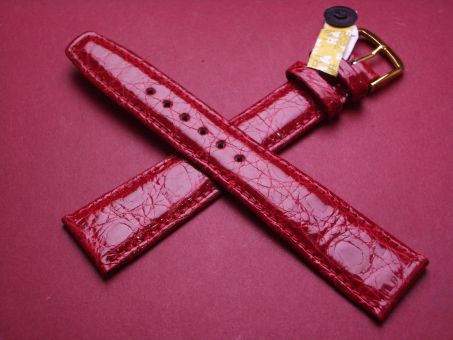Louisiana Krokodil-Leder-Armband, 20mm im Verlauf auf 16mm, Farbe: rot glänzend, XL-Länge 