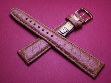 Louisiana Krokodil-Leder-Armband, 20mm im Verlauf auf 16mm, Farbe: hellbraun, XL-Länge 