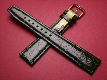 Louisiana Krokodil-Leder-Armband, 20mm im Verlauf auf 16mm, Farbe: dunkelgrün glänzend, XL-Länge 