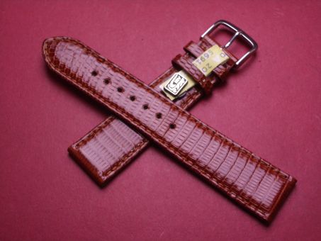 Louisiana Eidechsleder-Armband, 20mm im Verlauf auf 18mm, Farbe: rot-braun glänzend 