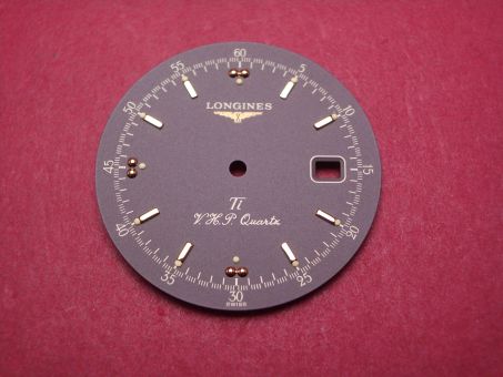Longines Zifferblatt, Ø 29,0mm, anthrazit mit goldfarbenen Inlays 