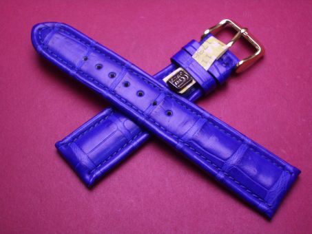 Louisiana Krokodil-Leder-Armband, 20mm im Verlauf auf 18mm, Farbe: blau 