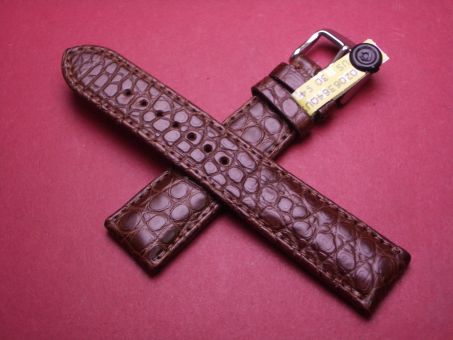 Louisiana Krokodil-Leder-Armband, 20mm im Verlauf auf 18mm, signiert: Glashütte, Farbe: dunkelbraun 