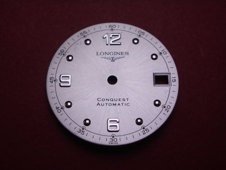 Longines Zifferblatt, Ø 27,5mm, silber mit silberfarbenen Inlays 
