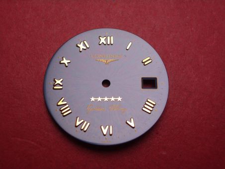 Longines Zifferblatt, Ø 26,5mm, blau mit goldfarbenen Inlays 