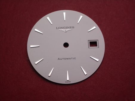 Longines Zifferblatt, Ø 28,9mm, weiß mit silberfarbenen Inlays 
