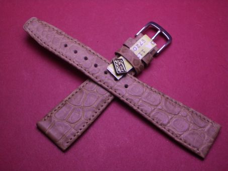 Louisiana Krokodil-Leder-Armband, 20mm im Verlauf auf 14mm, Farbe: taupe 