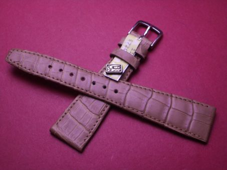Louisiana Krokodil-Leder-Armband, 20mm im Verlauf auf 14mm, Farbe: taupe 
