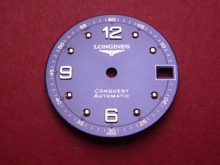 Longines Zifferblatt, Ø 25,5mm, blau mit silberfarbenen Inlays 