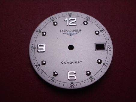 Longines Zifferblatt, Ø 26,0mm, silber mit silberfarbenen Inlays 