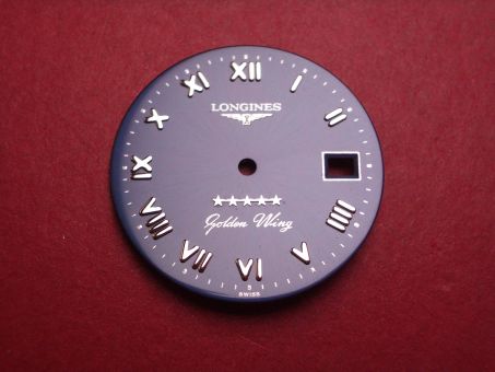 Longines Zifferblatt, Ø 26,5mm, blau mit silberfarbenen Inlays 