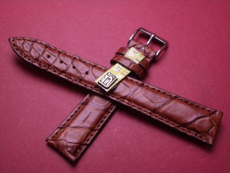 Louisiana Krokodil-Leder-Armband, 18mm im Verlauf auf 16mm, Farbe: rotbraun 