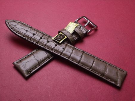 Louisiana Krokodil-Leder-Armband, 18mm im Verlauf auf 16mm, Farbe: taupe 