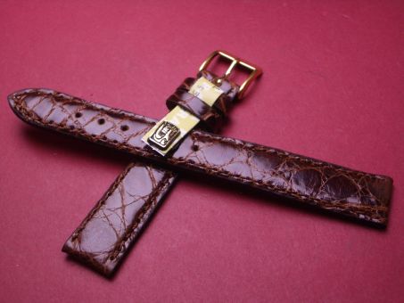 Louisiana Krokodil-Leder-Armband, 16mm im Verlauf auf 14mm, Farbe: braun glänzend 
