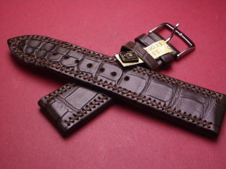 Louisiana Krokodil-Leder-Armband, ETERNA signiert, 22mm auf 20mm, Farbe: braun 