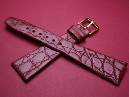 Louisiana Krokodil-Leder-Armband, 22mm auf 14mm, Farbe: rot-braun glänzend 