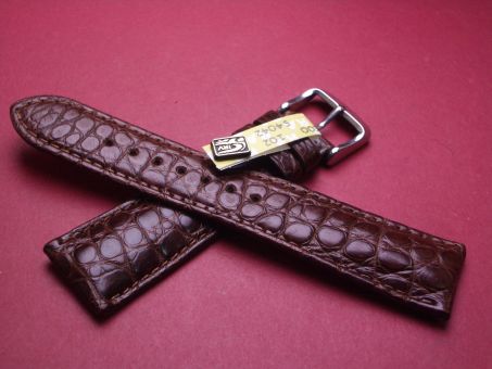 Louisiana Krokodil-Leder-Armband, 22mm auf 18mm, Farbe: dunkelbraun 
