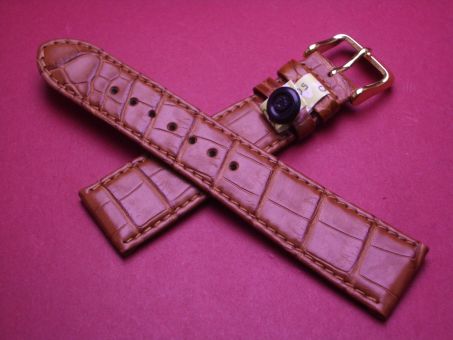 Louisiana Krokodil-Leder-Armband, 21mm im Verlauf auf 18mm, Farbe: braun 