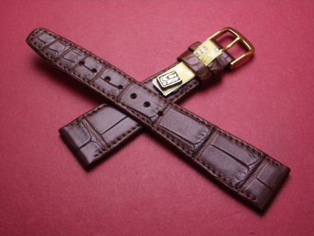 Louisiana Krokodil-Leder-Armband, 20mm im Verlauf auf 14mm, Farbe: dunkelbraun 