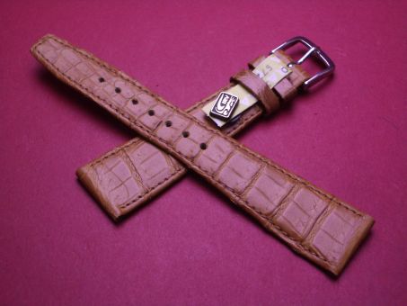 Louisiana Krokodil-Leder-Armband, 20mm im Verlauf auf 14mm, Farbe: cognac-braun 