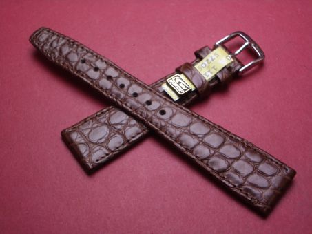 Louisiana Krokodil-Leder-Armband, 20mm im Verlauf auf 14mm, Farbe: braun 