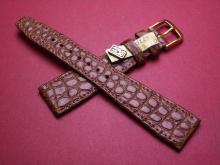 Louisiana Krokodil-Leder-Armband, 20mm im Verlauf auf 14mm, Farbe: braun 