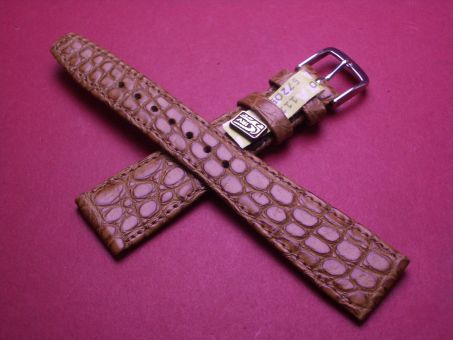 Louisiana Krokodil-Leder-Armband, 20mm im Verlauf auf 14mm, Farbe: hellbraun 