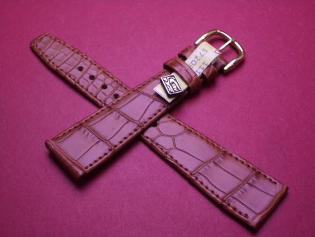 Louisiana Krokodil-Leder-Armband, 20mm im Verlauf auf 14mm, Farbe: braun 