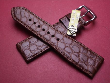 Louisiana Krokodil-Leder-Armband, 22mm auf 18mm, Farbe: braun, XS-Länge 