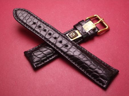 Louisiana Krokodil-Leder-Armband, 22mm auf 18mm, Farbe: schwarz 