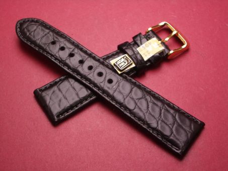 Louisiana Krokodil-Leder-Armband, 22mm auf 18mm, Farbe: schwarz 