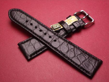 Louisiana Krokodil-Leder-Armband, 22mm auf 18mm, Farbe: schwarz 