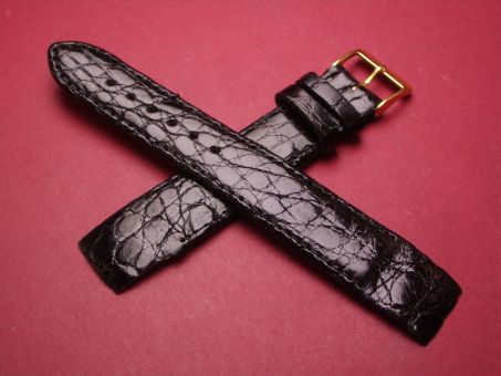 Louisiana Krokodil-Leder-Armband, 20mm im Verlauf auf 18mm, für feste Stege, Farbe: schwarz glänzend 