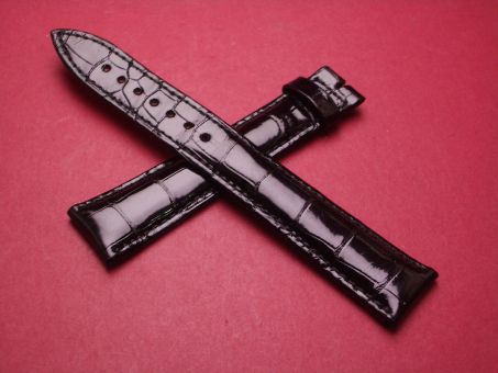 Breguet Lederarmband, Krokodil, Breite: 20mm im Verlauf auf 16mm, Längen: Lochseite 125mm & Schließenseite 85mm, schwarz, ohne Schließe, GCU.9V6.O.NS 