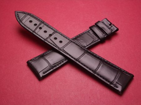 Breguet Lederarmband, Krokodil, Breite: 21mm im Verlauf auf 18mm, Längen: Lochseite 125mm & Schließenseite 90mm, schwarz, ohne Schließe, GCU.9WU.I.NS.3 