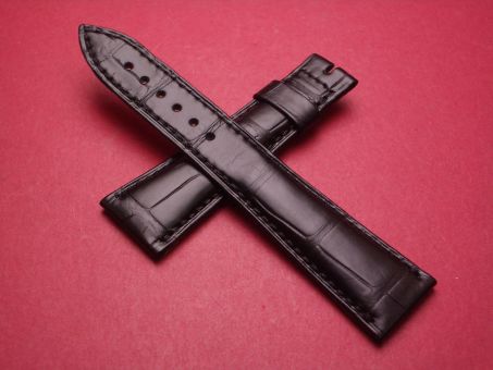 Breguet Lederarmband, Krokodil, Breite: 21mm im Verlauf auf 18mm, Längen: Lochseite 115mm & Schließenseite 75mm, schwarz, ohne Schließe, GCU.9WU.I.NS 