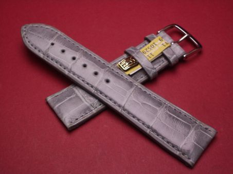Louisiana Krokodil-Leder-Armband, 22mm auf 20mm, Farbe: grau-blau glänzend 