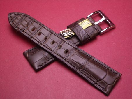 Louisiana Krokodil-Leder-Armband, 22mm auf 20mm, Farbe: schokobraun 
