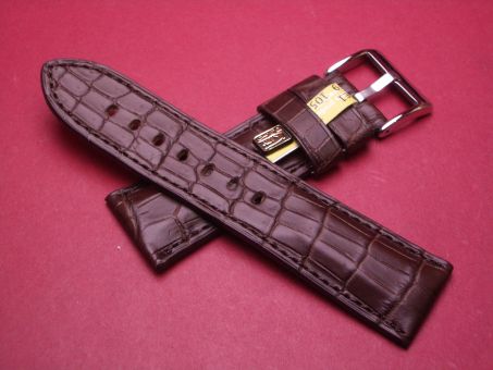 Louisiana Krokodil-Leder-Armband, 24mm auf 22mm, Farbe: schokobraun 