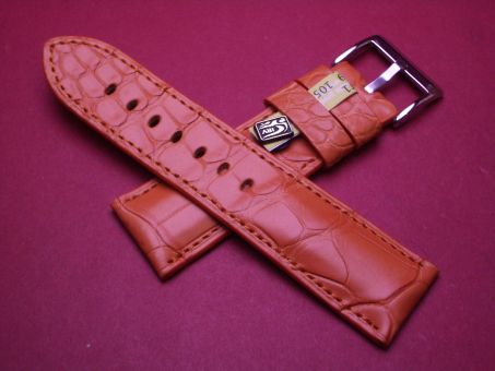 Louisiana Krokodil-Leder-Armband, 24mm auf 22mm, Farbe: orange 