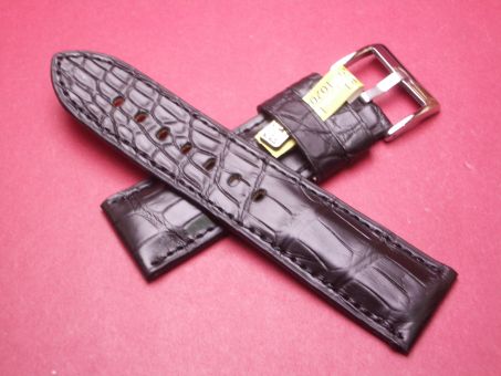 Louisiana Krokodil-Leder-Armband, 24mm auf 22mm, Farbe: schwarz 