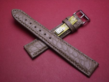 Krokodil-Leder-Armband, 19mm im Verlauf auf 16mm, Farbe: taupe matt 