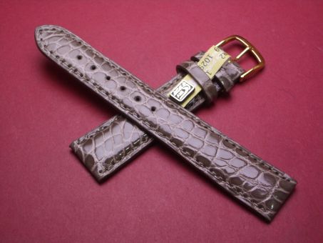 Krokodil-Leder-Armband, 19mm im Verlauf auf 16mm, Farbe: taupe glänzend 