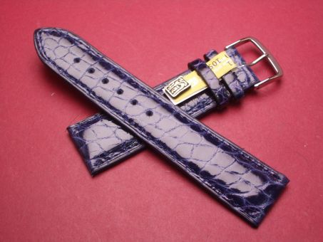 Louisiana Krokodil-Leder-Armband, 22mm auf 20mm, Farbe: dunkelblau glänzend 