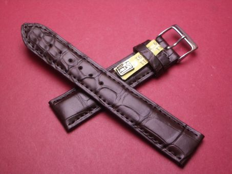 Louisiana Krokodil-Leder-Armband, 20mm im Verlauf auf 18mm an der Schließe, Farbe: schokobraun 