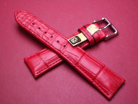 Louisiana Krokodil-Leder-Armband, 22mm im Verlauf auf 18mm an der Schließe, signiert: Alexander Shorokhoff, Farbe: rot matt 
