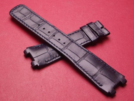 Breguet Lederarmband, Krokodil, Breite: 19mm im Verlauf auf 18mm, Zwischenbreite: 8,8mm, Längen: Lochseite 120mm & Schließenseite 75mm, blau, ohne Schließe, GCU.9ZU.5517.BF 