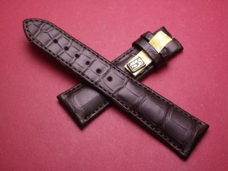 Louisiana Krokodil-Leder-Armband, 22mm im Verlauf auf 18mm an der Schließe, signiert: Alexander Shorokhoff, Farbe: dunkelbraun 
